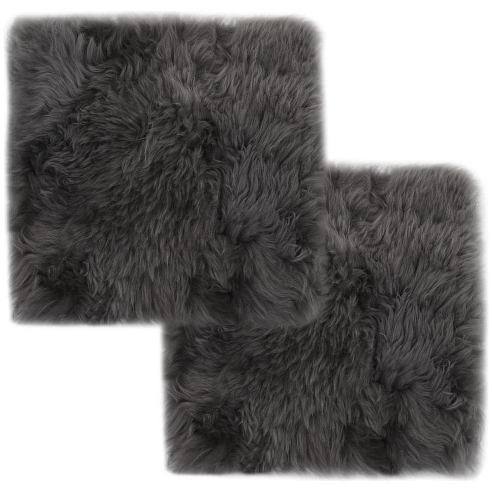 Cuscini Sedie 2 pz Grigio Chiaro 40x40cm Vera Pelle di Montone - Foto 1