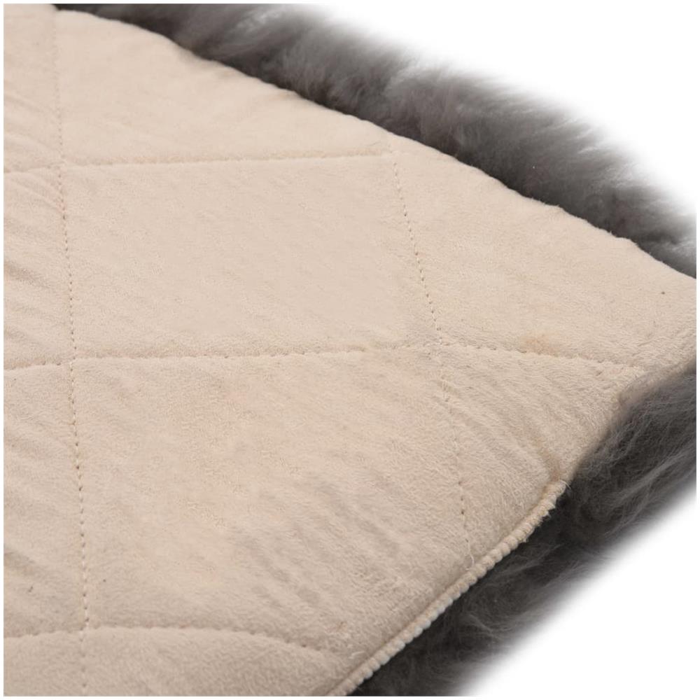 Cuscini Sedie 2 pz Grigio Chiaro 40x40cm Vera Pelle di Montone - Foto 5