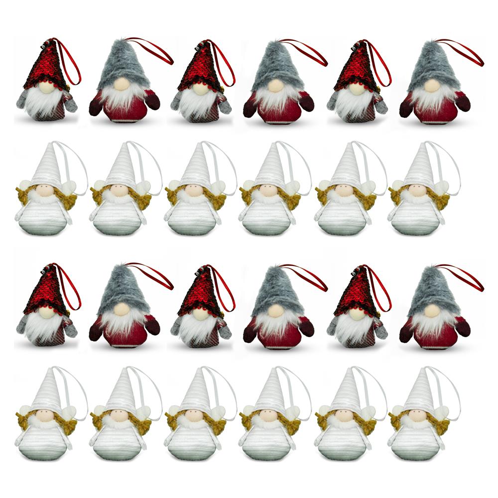 Set 12-24 Pezzi Addobbi Decorazione Albero Natale Gnomo Elfo E Fatine 10 Cm 24 Pezzi Gnomi-fatine - Foto 1
