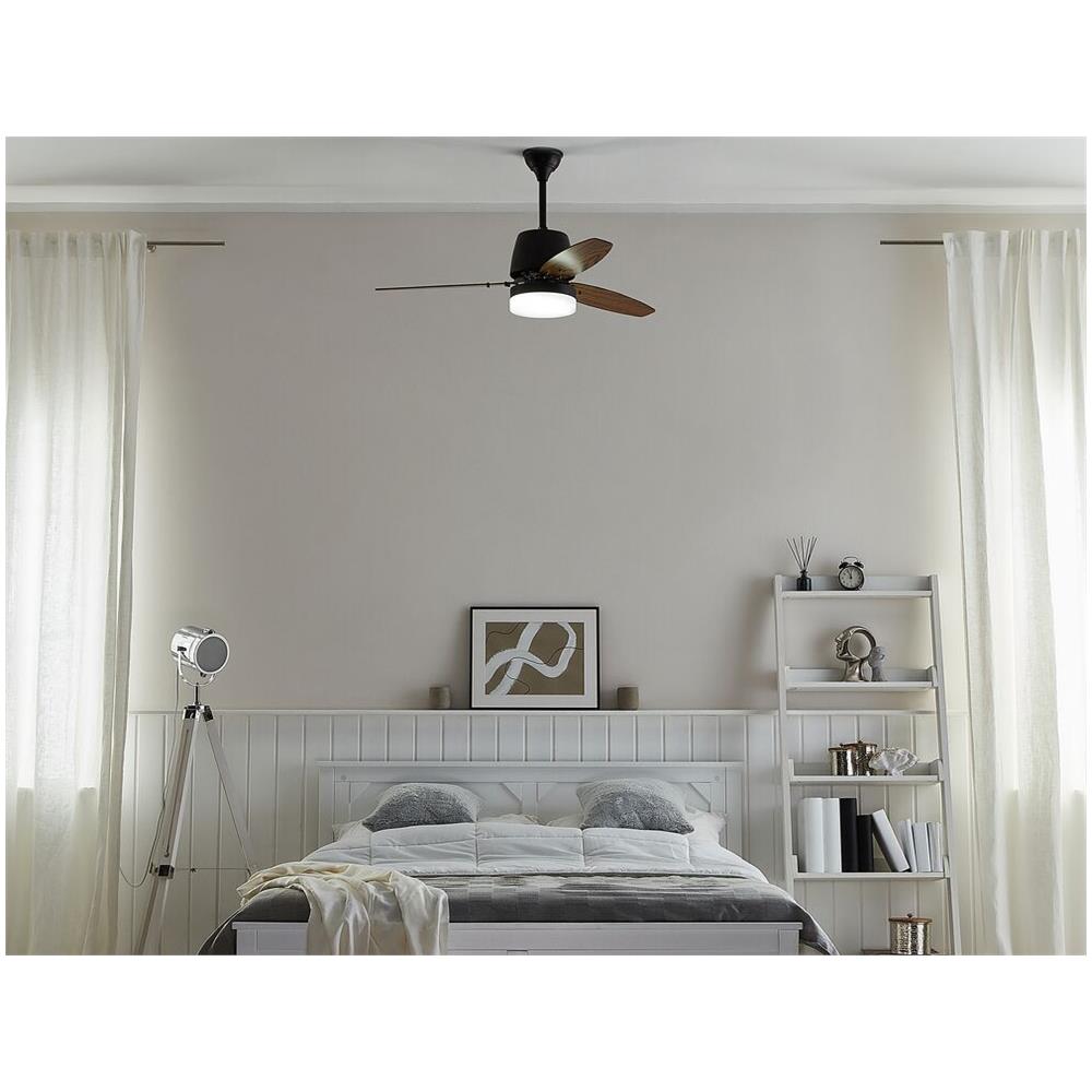 Ventilatore Da Soffitto Con Luce In Colore Legno Scuro E Nero Mlava - Foto 1
