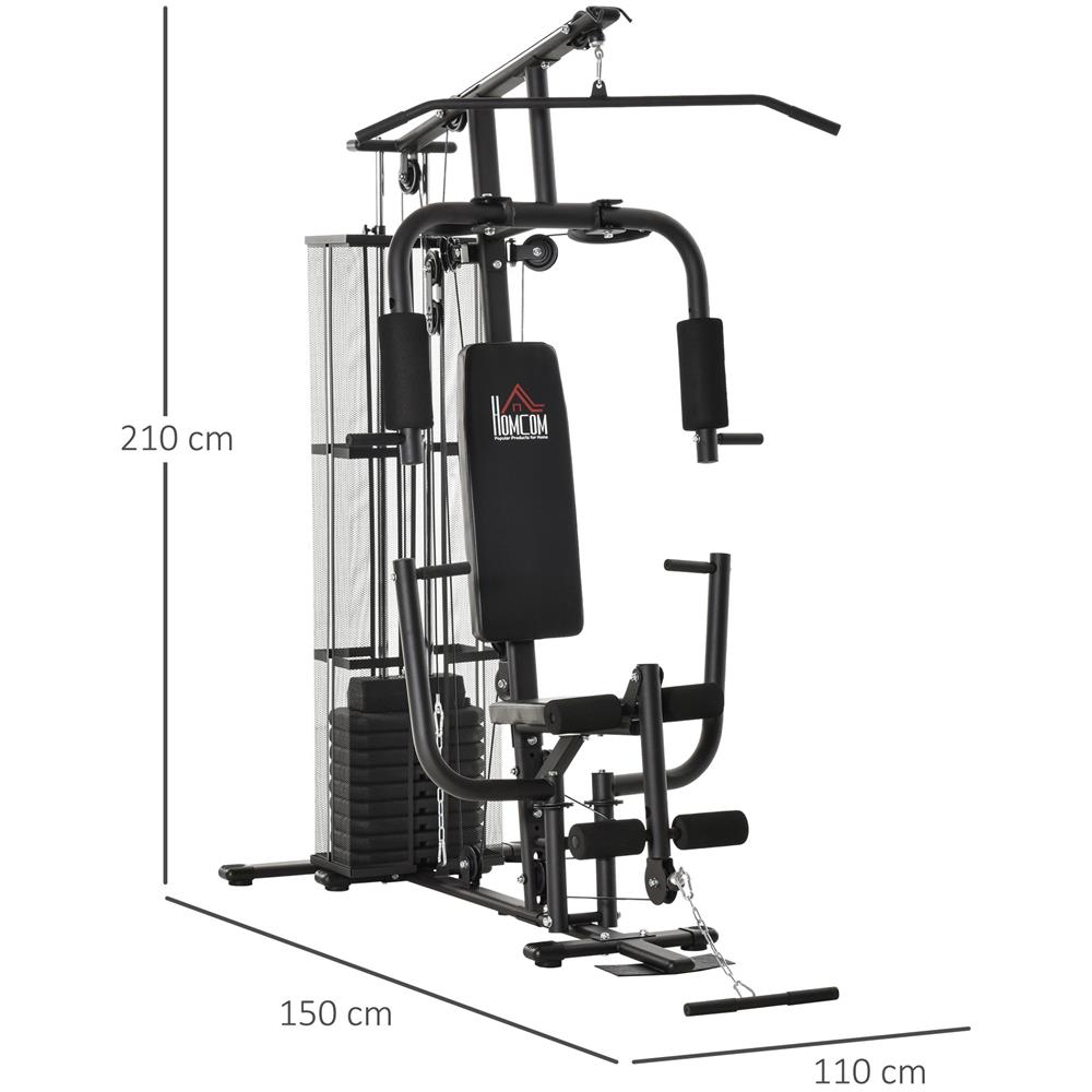 Stazione Fitness Multifunzione Palestra Per Allenamento A Casa E Professionale, Acciaio 150x110x210cm Nero - Foto 2