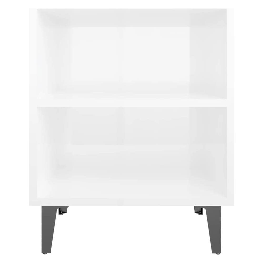 Comodini con Gambe in Metallo 2pz Bianco Lucido 40x30x50 cm - Foto 7