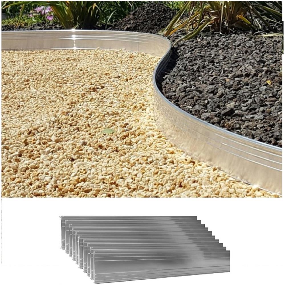 Set Di 10 Bordure Per Aiuole Ultra Resistenti In Alluminio 14cm X 100cm | Aiuole Giardino | Cordoli Per Aiuole - Foto 1