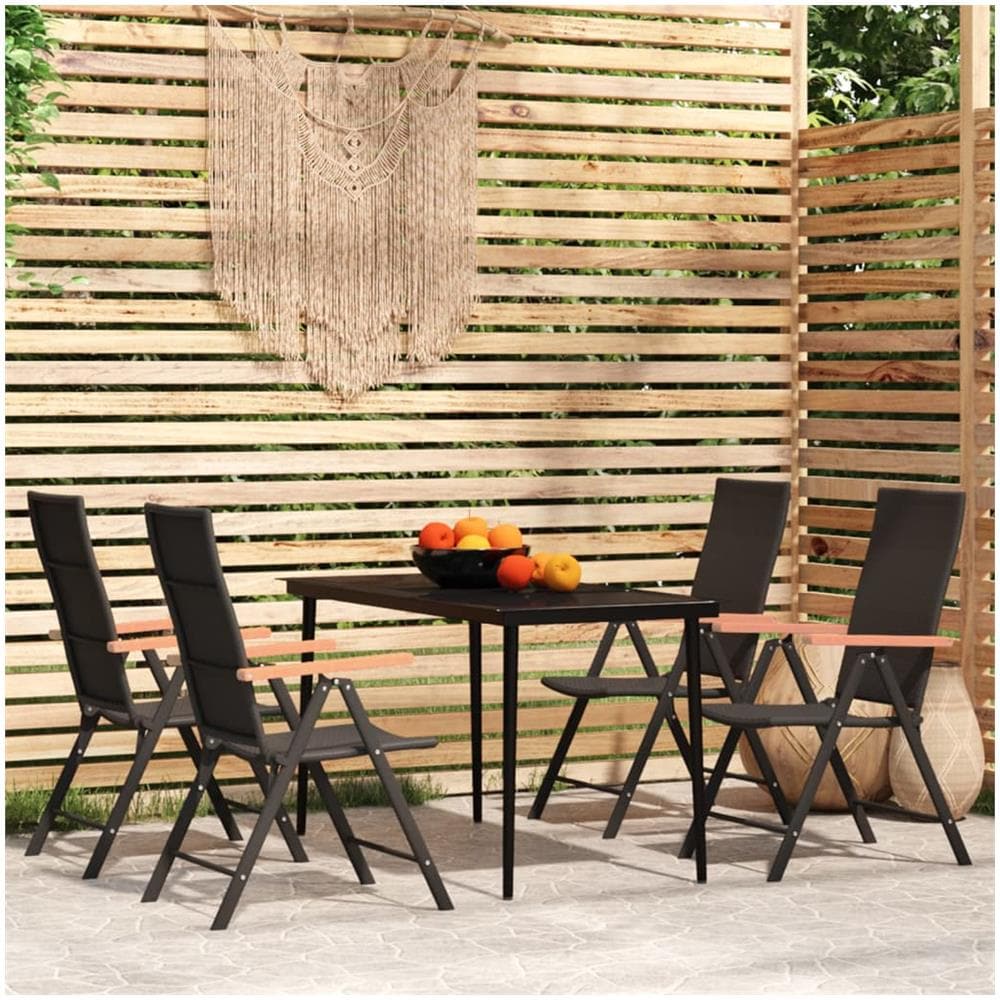 Set Mobili Da Pranzo Per Giardino 5 Pz Nero - Foto 1