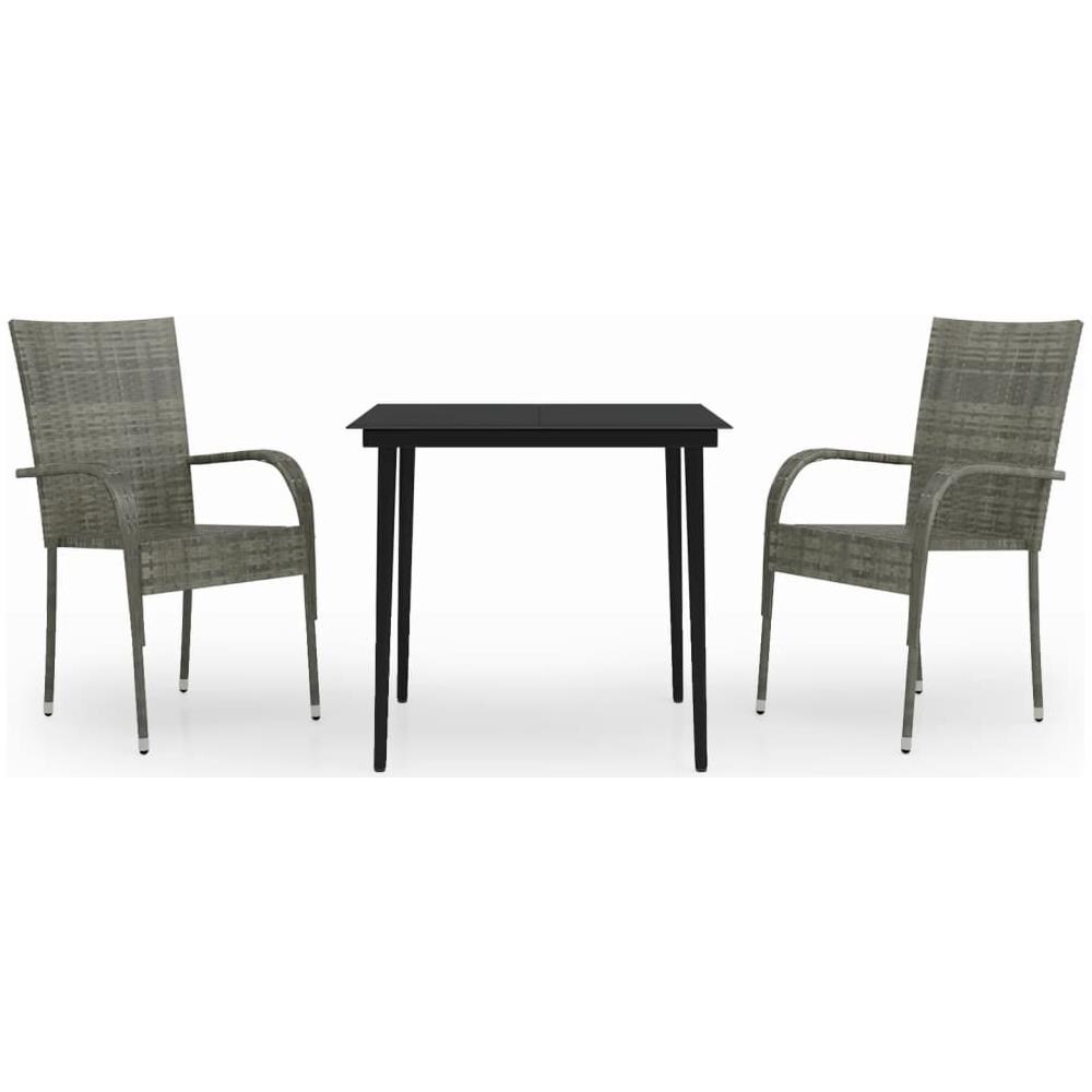 Set Da Pranzo Per Giardino Grigio E Nero 3 Pz Con Cuscini - Foto 2