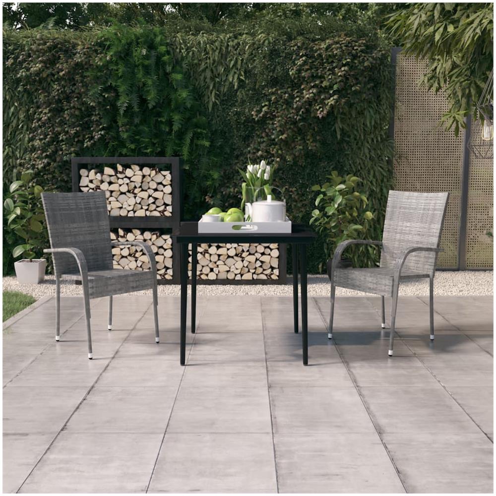 Set Da Pranzo Per Giardino Grigio E Nero 3 Pz Con Cuscini - Foto 1