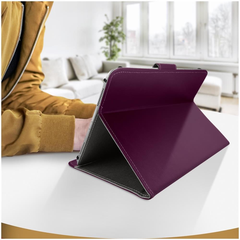 Custodia Universale Tablet 10 Pollici Similpelle Funzione Supporto Prugna - Foto 6