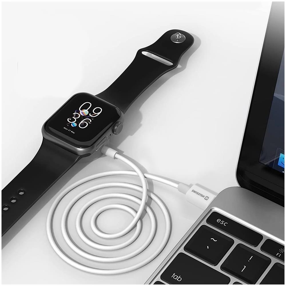 Cavo Magnetico Per Apple Watch Potenza 3w Connettore Usb-c 1,2m Swissten Bianco - Foto 2