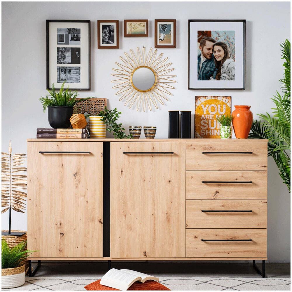 Dodo - Credenza Con 2 Ante E 4 Cassetti Colore Rovere - Foto 2