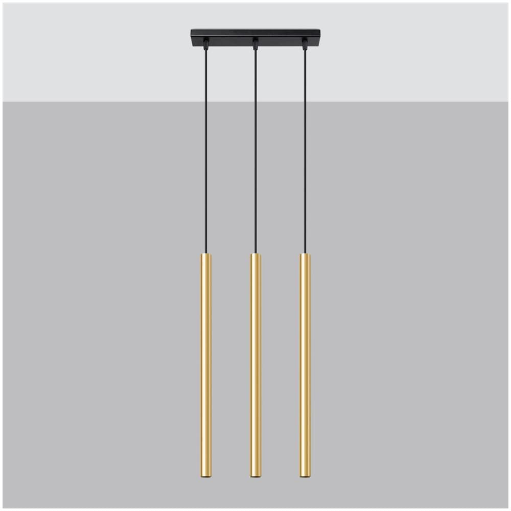 Lampada A Sospensione Pastelo 3l Oro Lucido Sl. 1196 - Moderno Lampade A Sospensione Splendore Dorato 90x30x5 Cm - Foto 2