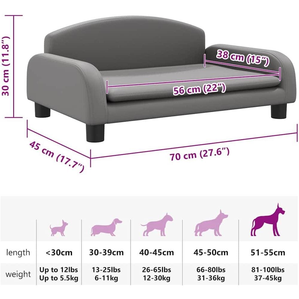 Lettino per Cani Grigio 70x45x30 cm in Similpelle - Foto 7