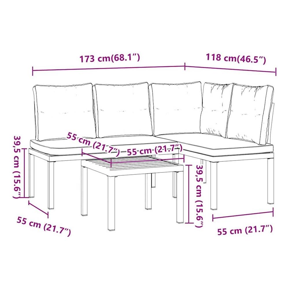 Set Panche Giardino Cuscini 3pz Nero Acciaio Verniciato Polvere - Foto 8