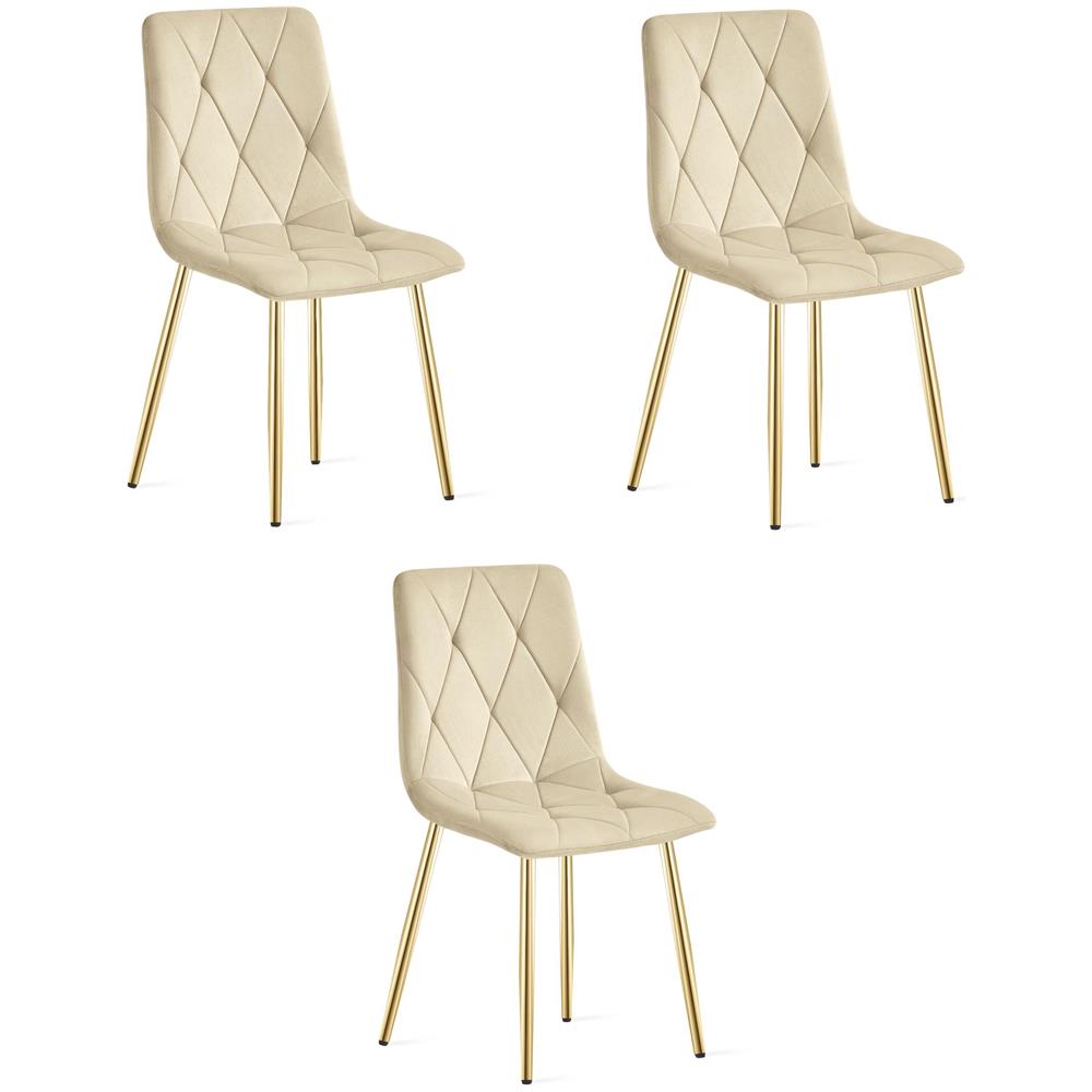 Sedia TYRA - Elegante velluto beige chiaro per soggiorno x 3 - Foto 1