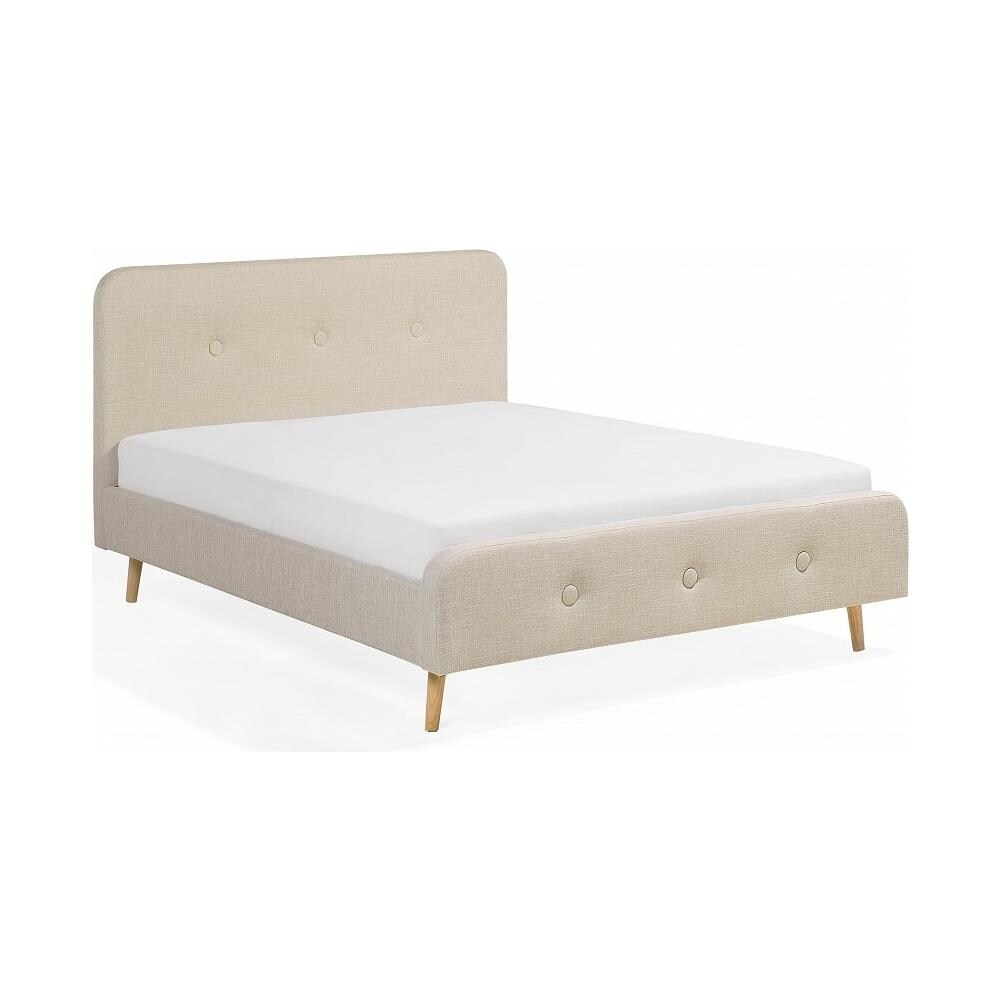 Letto Matrimoniale Moderno In Tessuto Beige 140x200cm Rennes - Foto 2