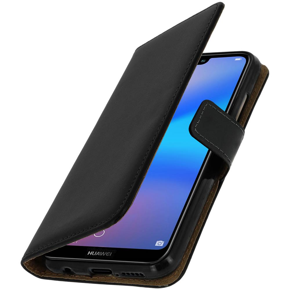 Custodia Huawei P20 Lite In Pelle Portafoglio Sportellino Cover Silicone Nera - Foto 2