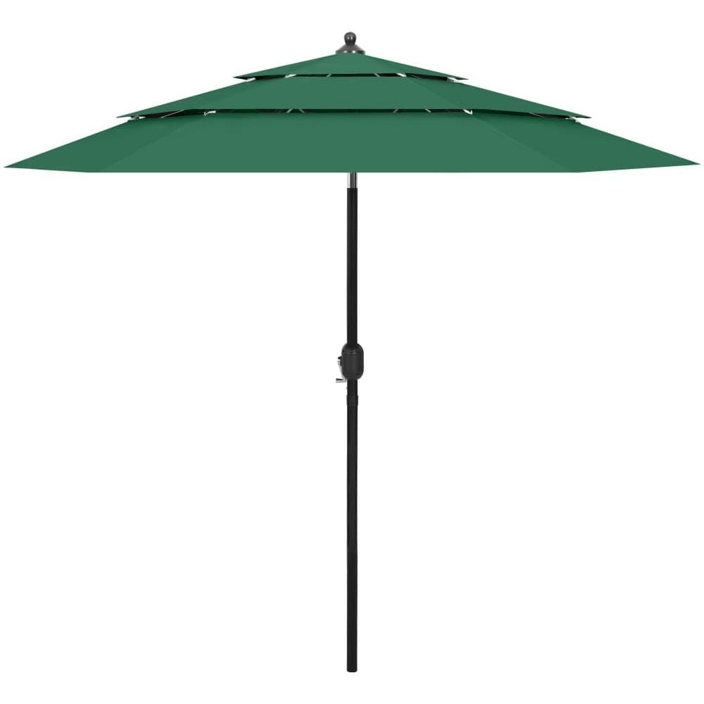 Ombrellone a 3 Livelli con Palo in Alluminio Verde 2,5 m - Foto 1