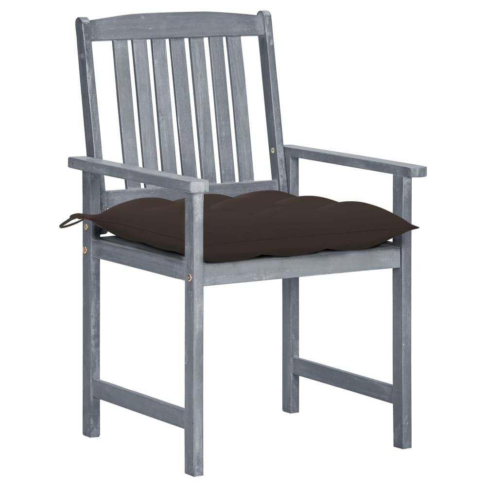 Sedie da Giardino con Cuscini 4 pz in Massello di Acacia Grigio - Foto 2