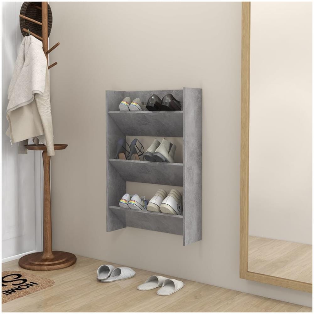 Scarpiera a Muro Grigio Cemento 60x18x90cm in Legno Multistrato - Foto 1