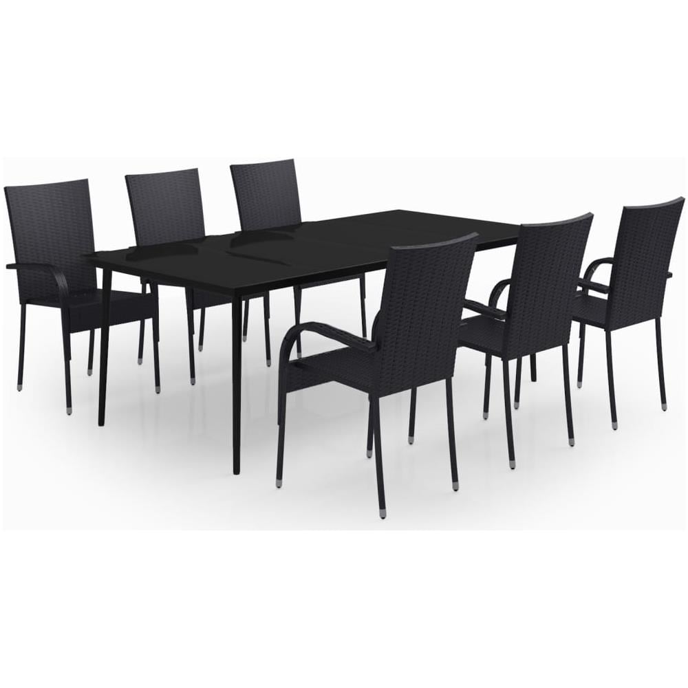 Set Da Pranzo Per Giardino 7 Pz Con Cuscini Neri - Foto 2