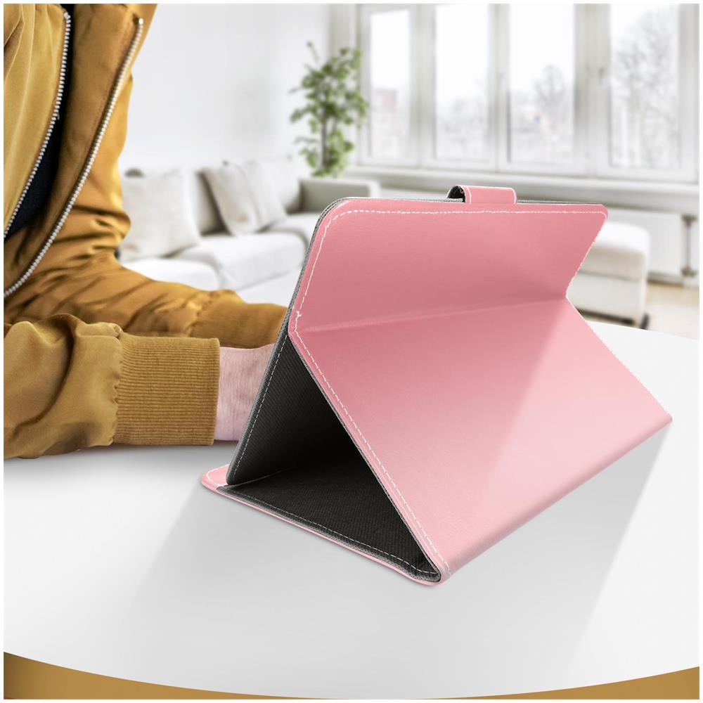 Custodia Universale Tablet 10 Pollici Similpelle Funzione Supporto Video Rosa - Foto 2