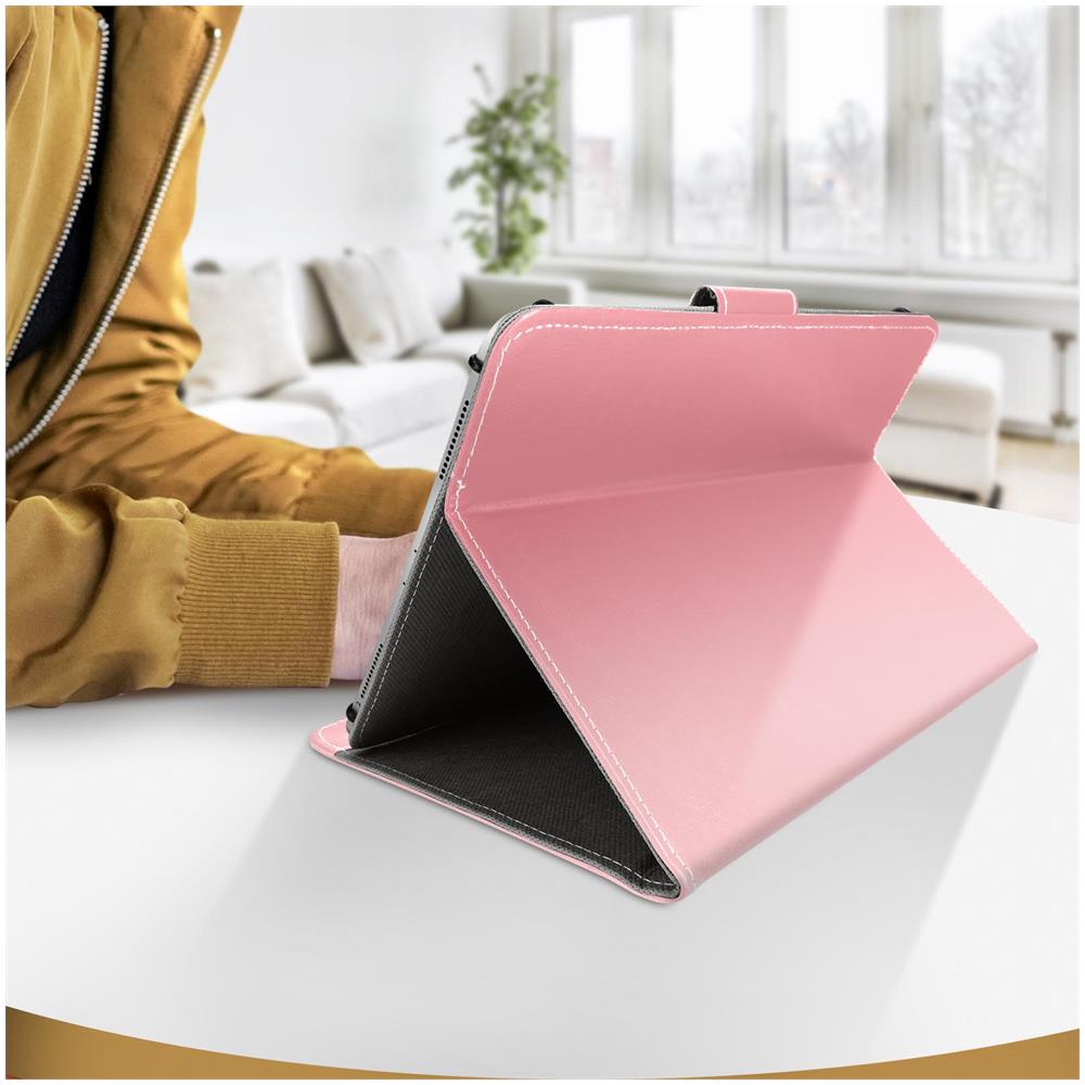 Custodia Universale Tablet 10 Pollici Similpelle Funzione Supporto Video Rosa - Foto 6