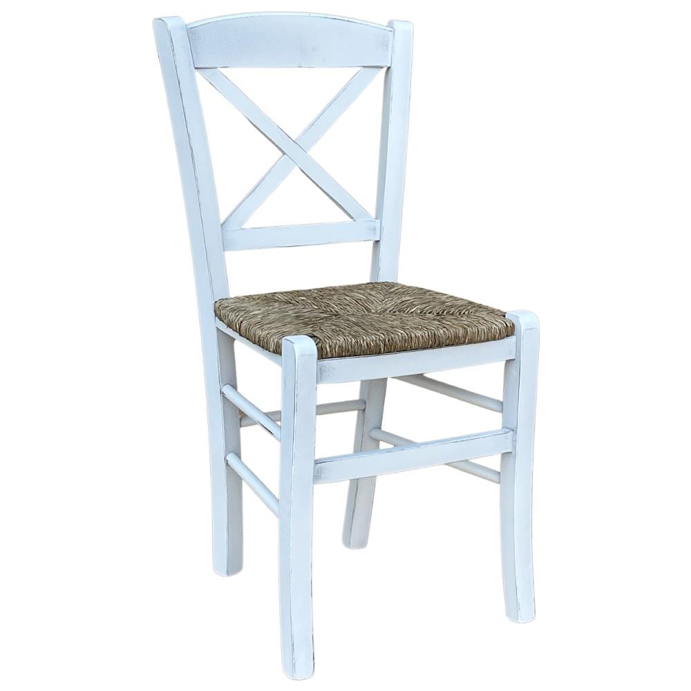 OKAFFAREFATTO Sedia In Legno Venezia Croce Anticata Bianca Con