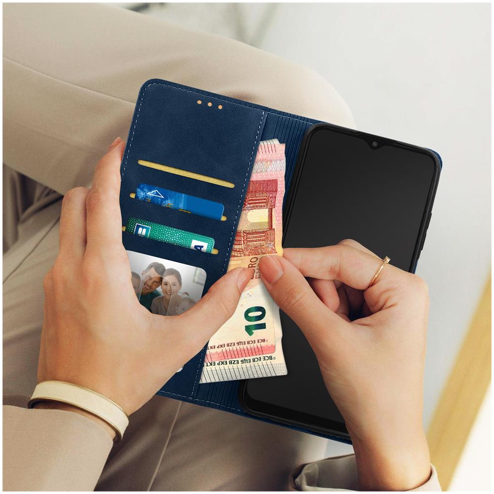 Custodia Similpelle Soft-touch Galaxy A03s Funzione Supporto Blu - Foto 2