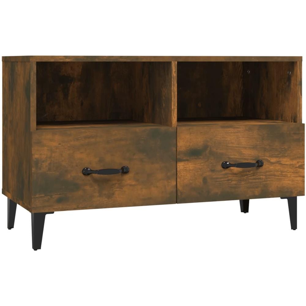 Mobile Porta Tv Rovere Fumo 80x36x50 Cm In Legno Multistrato - Foto 2