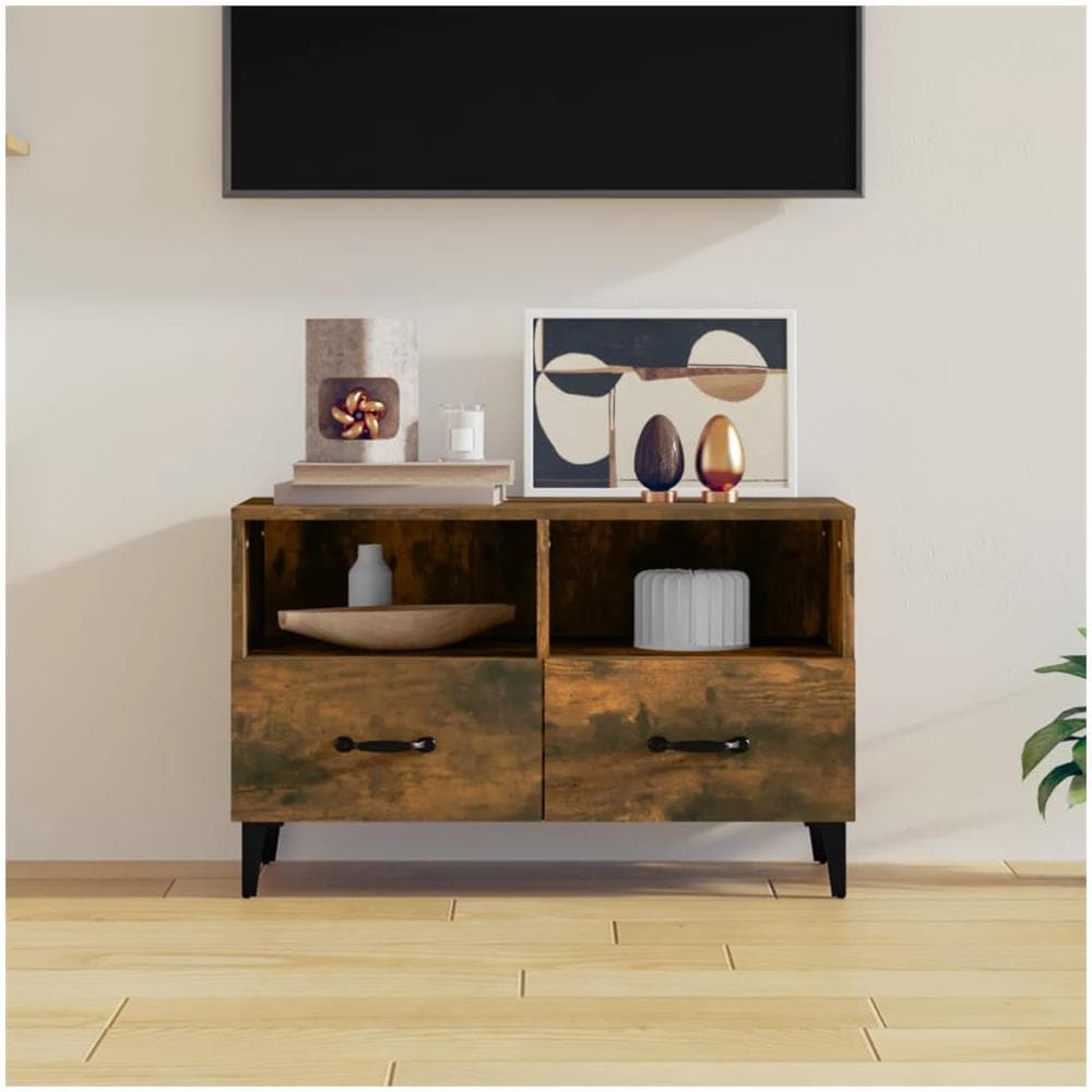 Mobile Porta Tv Rovere Fumo 80x36x50 Cm In Legno Multistrato - Foto 1