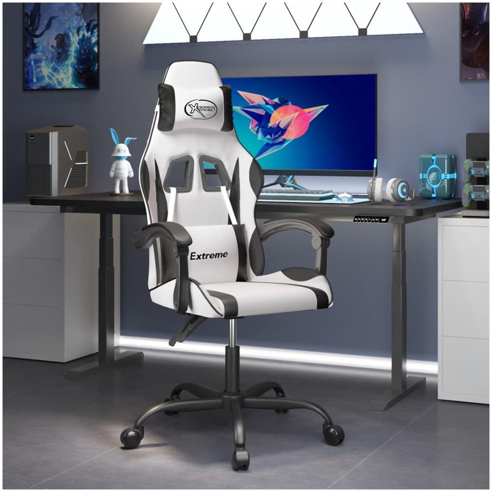 Sedia Da Gaming Bianco E Nero In Similpelle - Foto 1