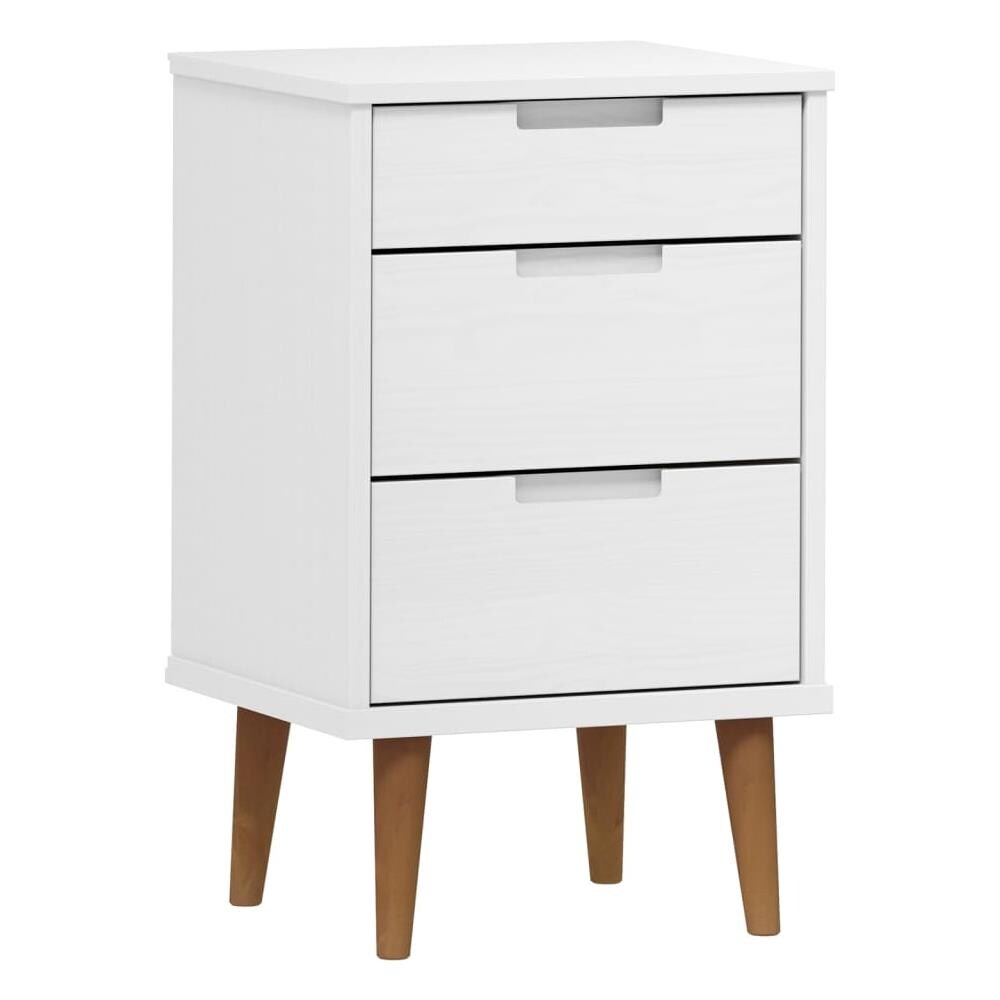 Comodino Bianco 40x35x65 Cm In Legno Massello Di Pino - Foto 2