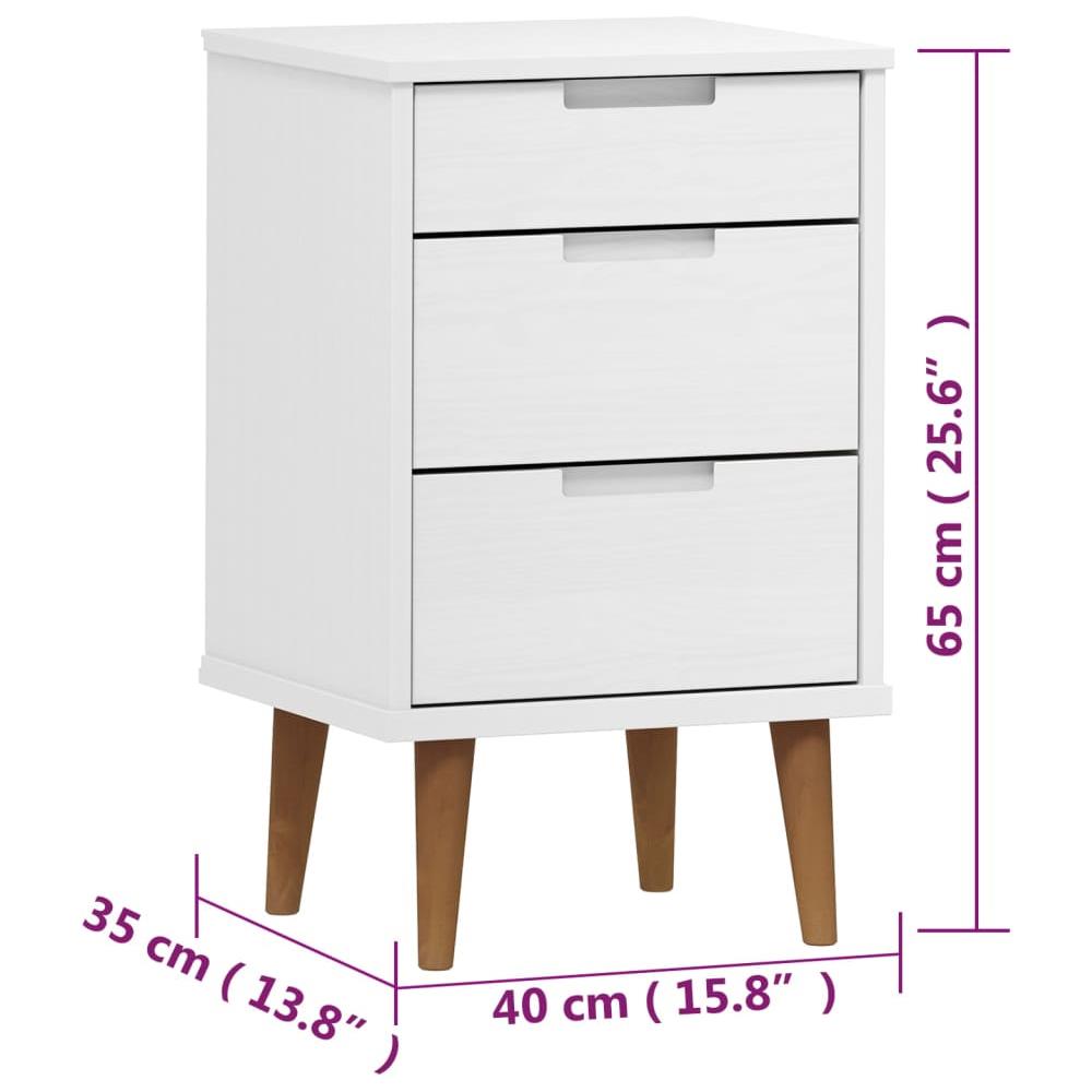 Comodino Bianco 40x35x65 Cm In Legno Massello Di Pino - Foto 8