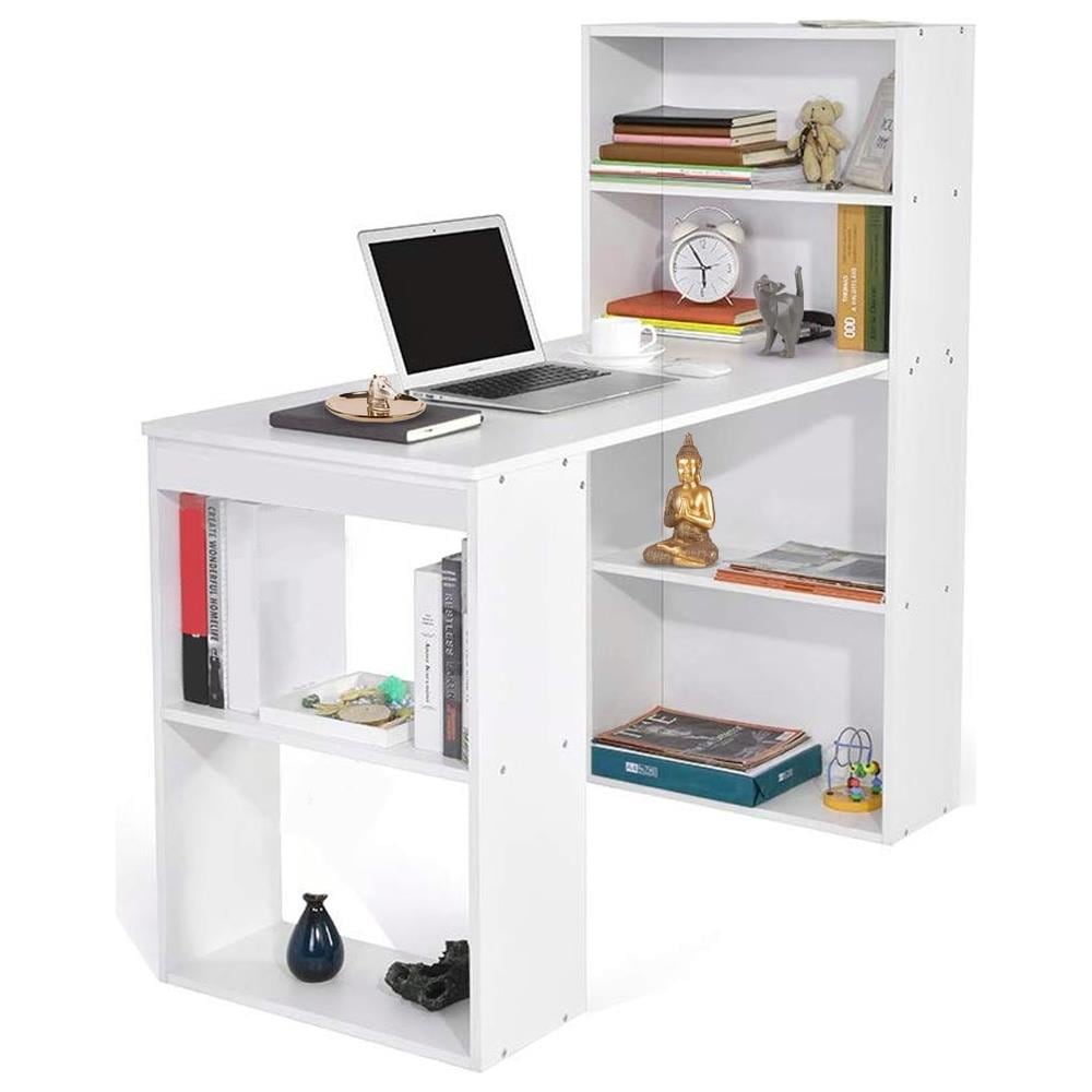 Scrivania Con Libreria Tavolo Porta Pc Computer In Melanina Casa Ufficio Bianco - Foto 1