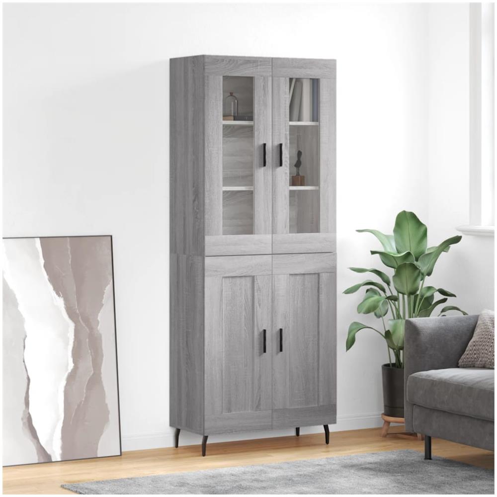 Credenza Grigio Sonoma 69,5x34x180 Cm In Legno Multistrato - Foto 1