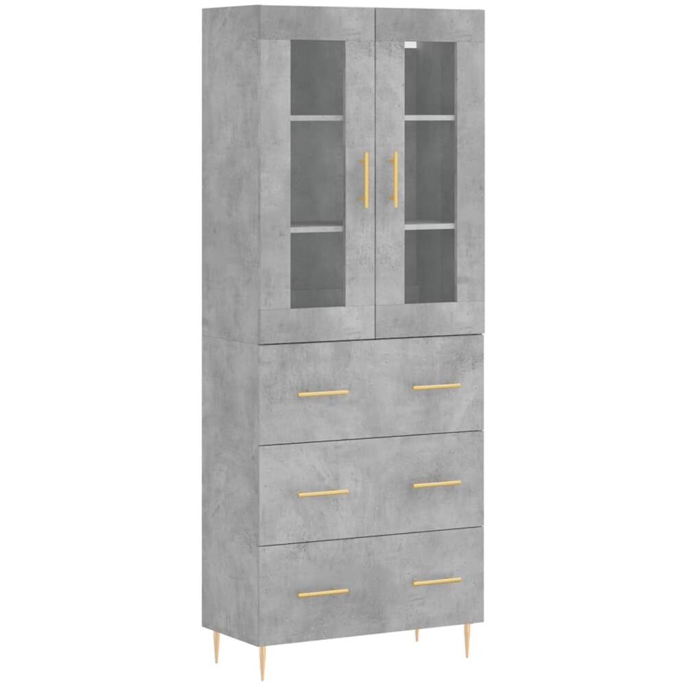Credenza Grigio Cemento 69,5x34x180 Cm In Legno Multistrato - Foto 2
