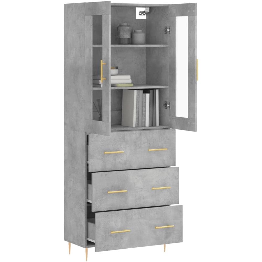 Credenza Grigio Cemento 69,5x34x180 Cm In Legno Multistrato - Foto 3