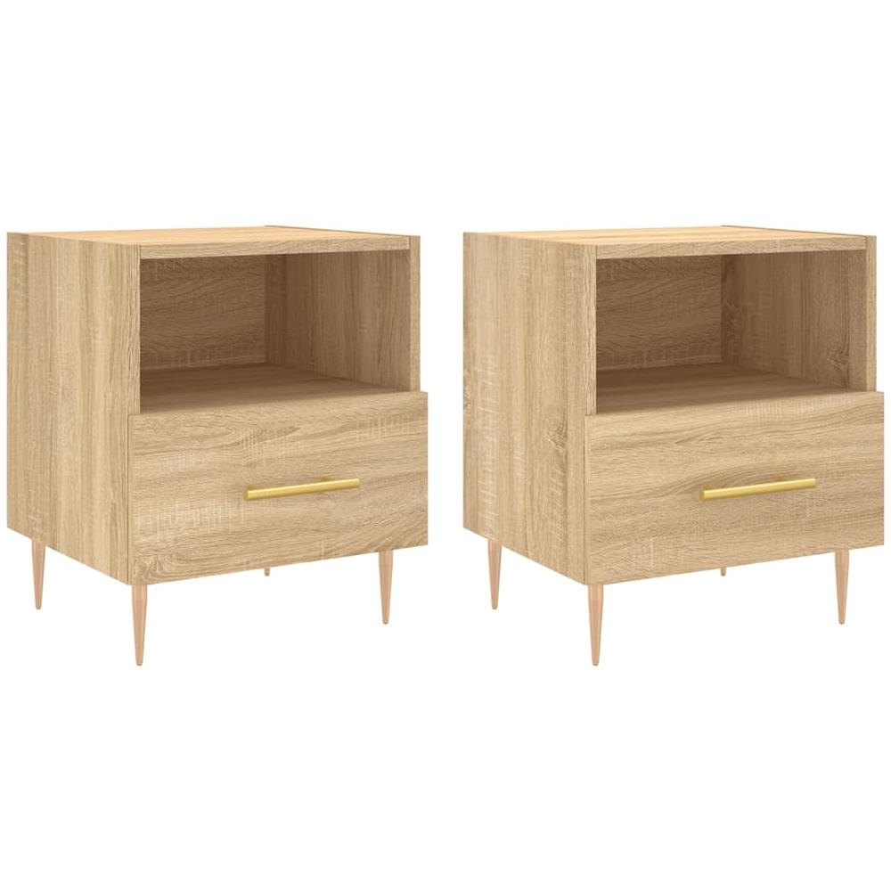 Comodini 2 Pz Rovere Sonoma 40x35x47,5 Cm In Legno Multistrato - Foto 2