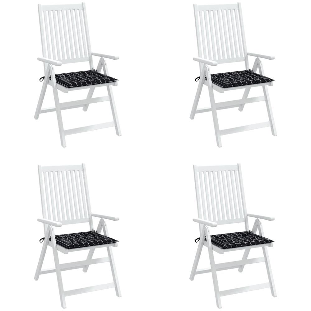 Cuscini Sedia Giardino 4pz Motivo Quadri Nero 50x50x3cm Tessuto - Foto 3