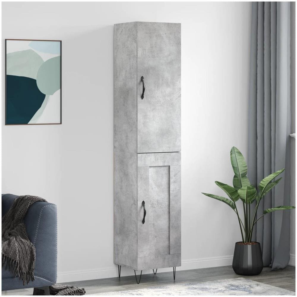 Credenza Grigio Cemento 34,5x34x180 Cm In Legno Multistrato - Foto 1