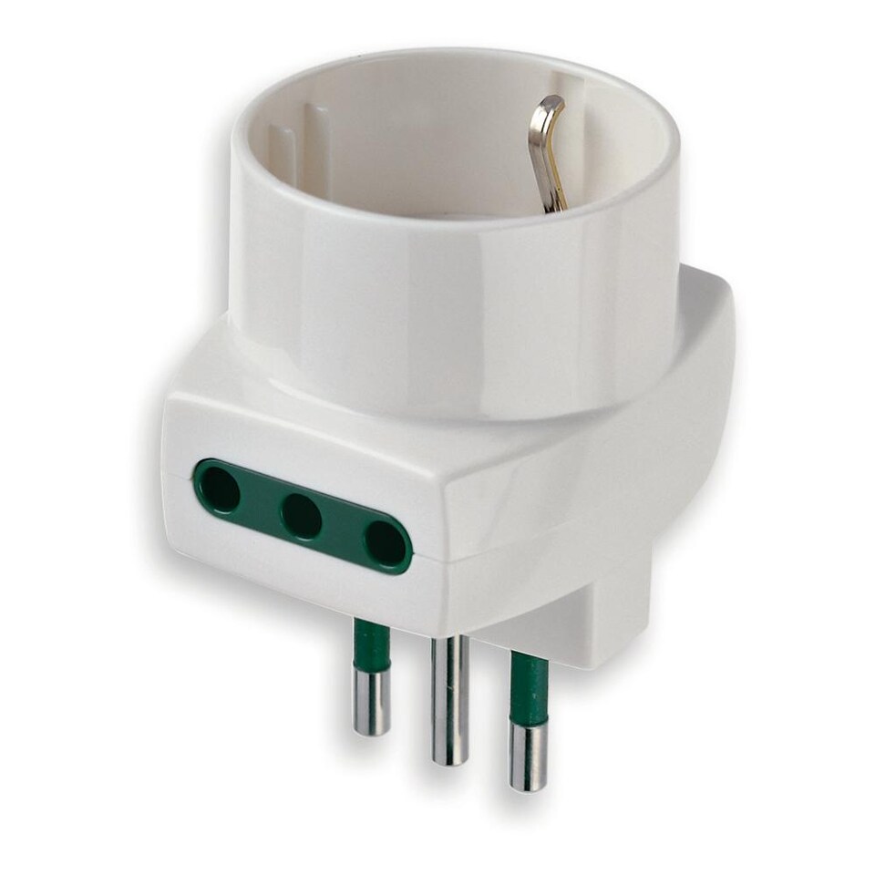 Adattatore Da Spina Italiana 10A A Presa Schuko – Bianco, 250V