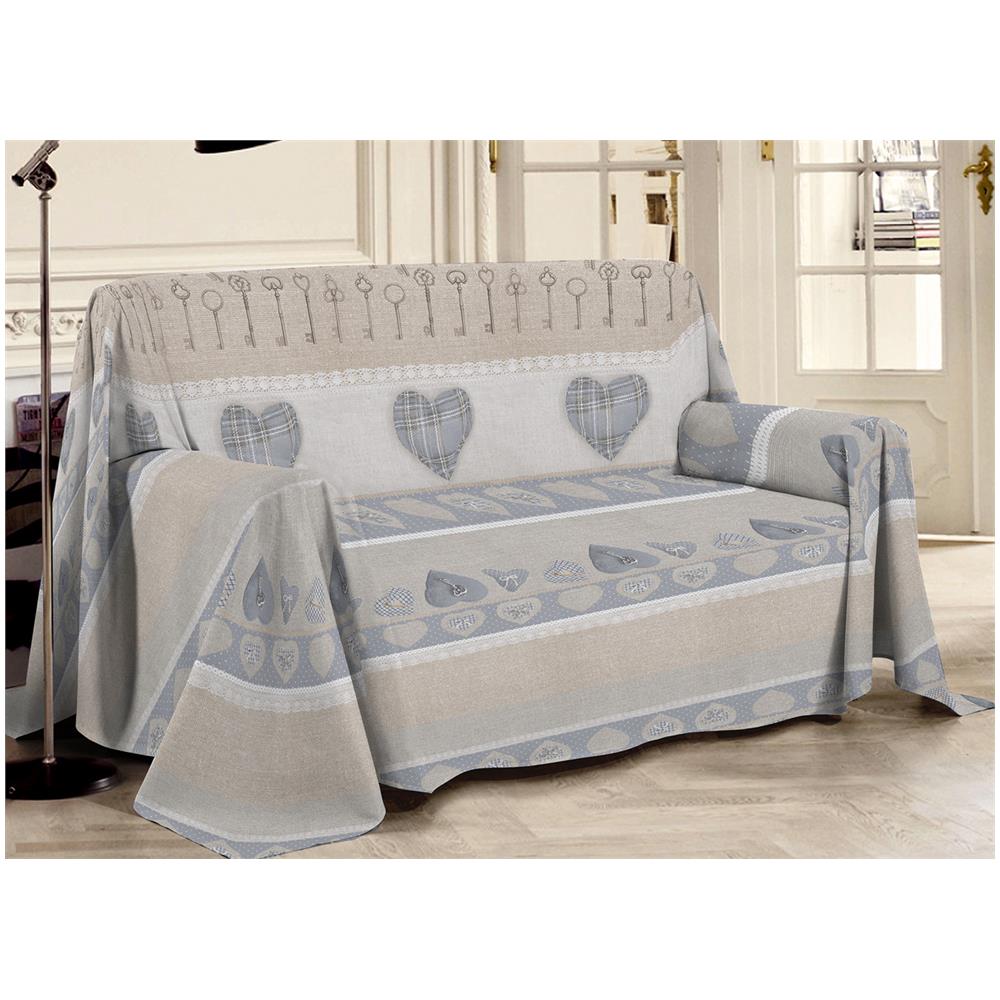 Telo Arredo Linea Pensieri Delicati Disegno Chiave D''Amore Matrimoniale Beige - Foto 3