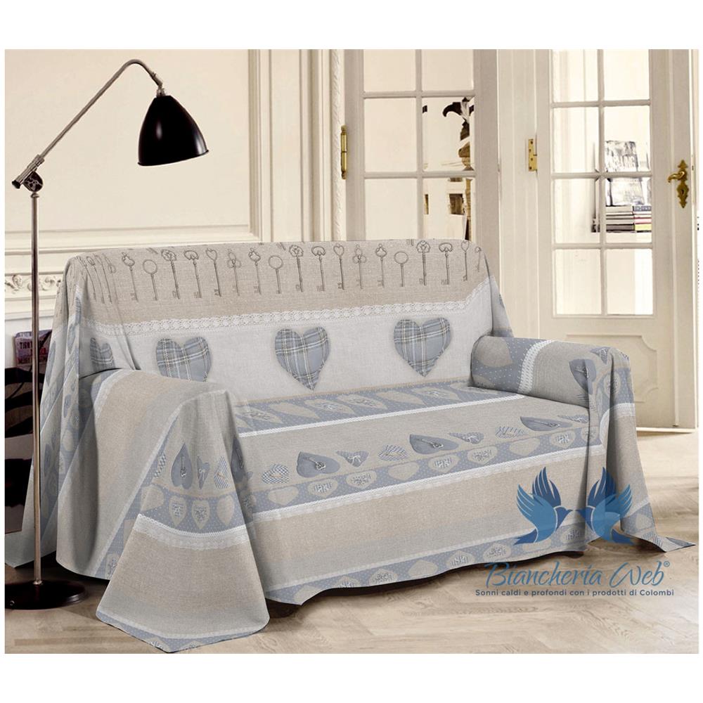 Telo Arredo Linea Pensieri Delicati Disegno Chiave D''Amore Matrimoniale Beige - Foto 2