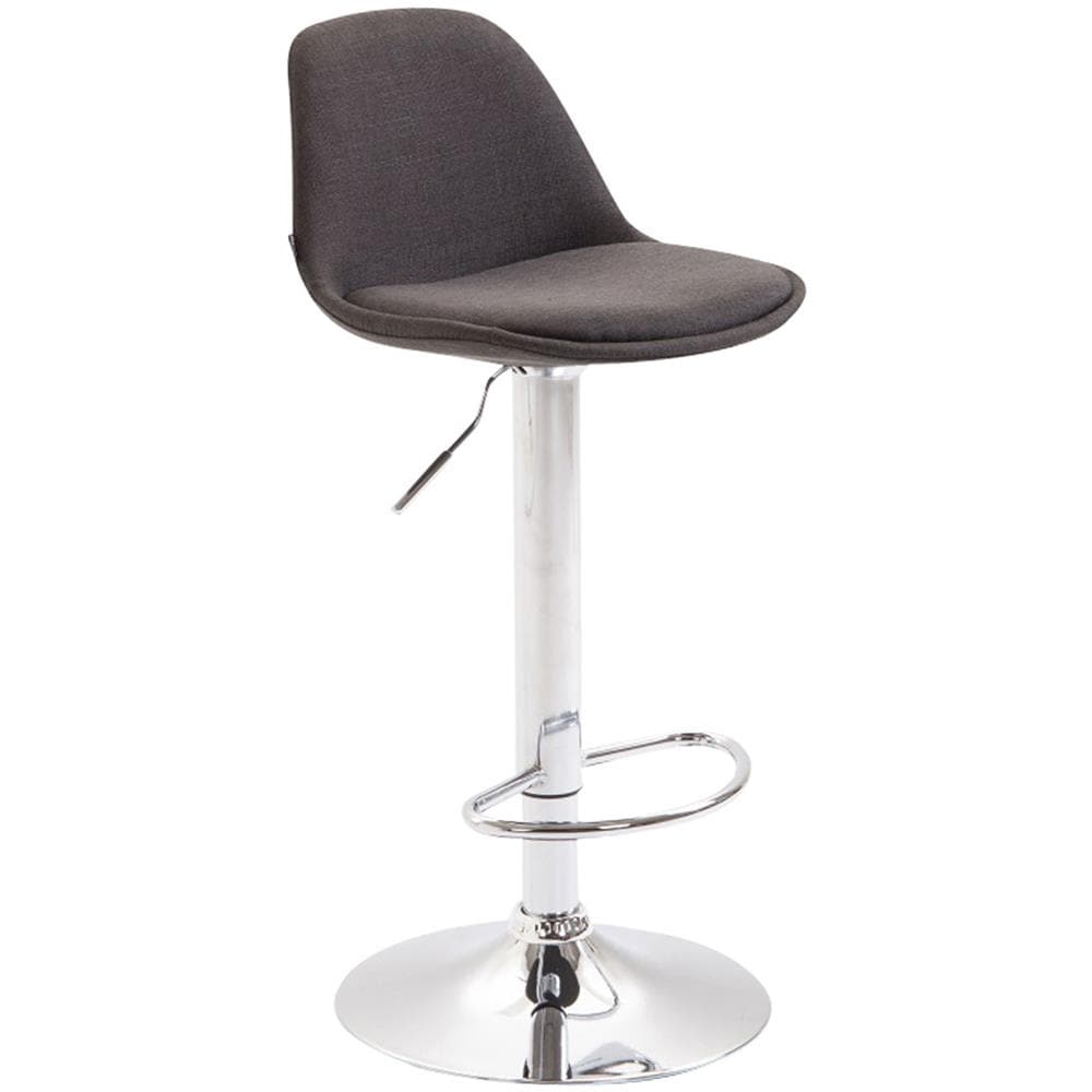Sgabello Design Kiel in Polipropilene e Tessuto - Sgabello da Cucina Girevole e con Regolabile - Sgabello Bar Imbottito con Poggiapiedi Grigio Scuro Cromato - Foto 1