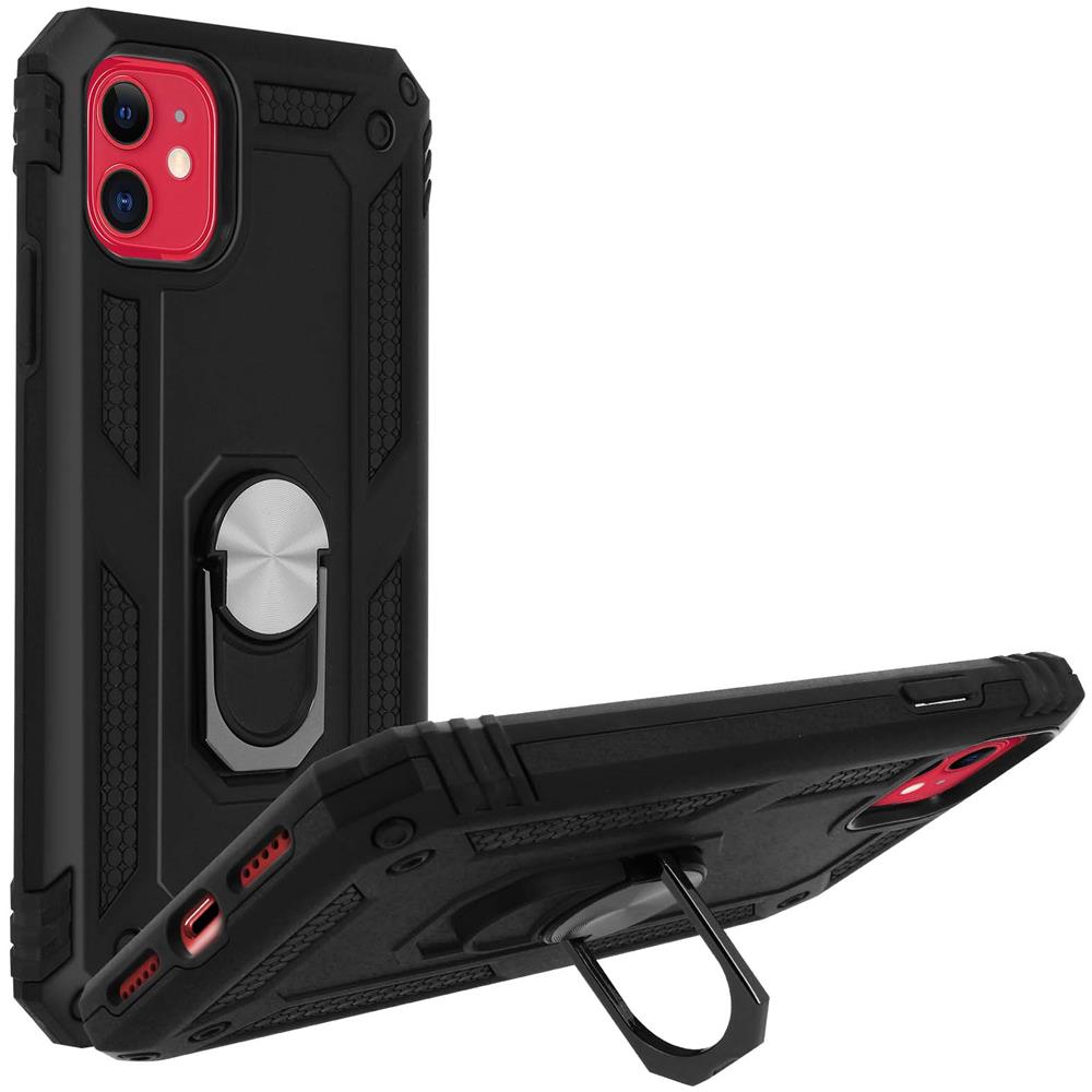 Cover Apple Iphone 11 Bi-materia Anello Magnetico Stand Nero - Foto 2