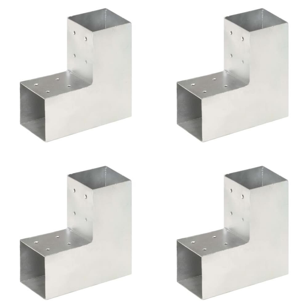Connettori Per Pali A Forma Di L 4 Pz Metallo Zincato 81x81 Mm - Foto 1