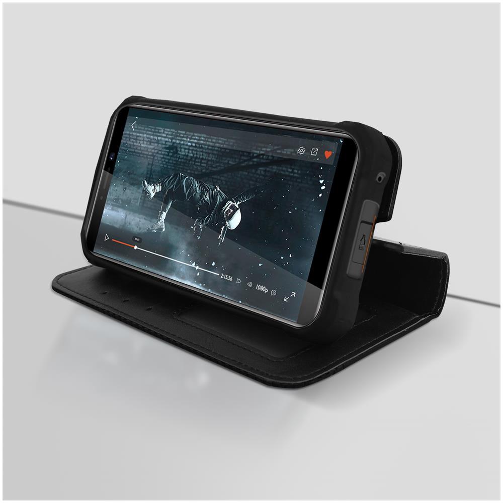 Custodia Portafoglio Oukitel Wp5 / Wp5 Pro Stand Video Aspetto Vintage Nero - Foto 5