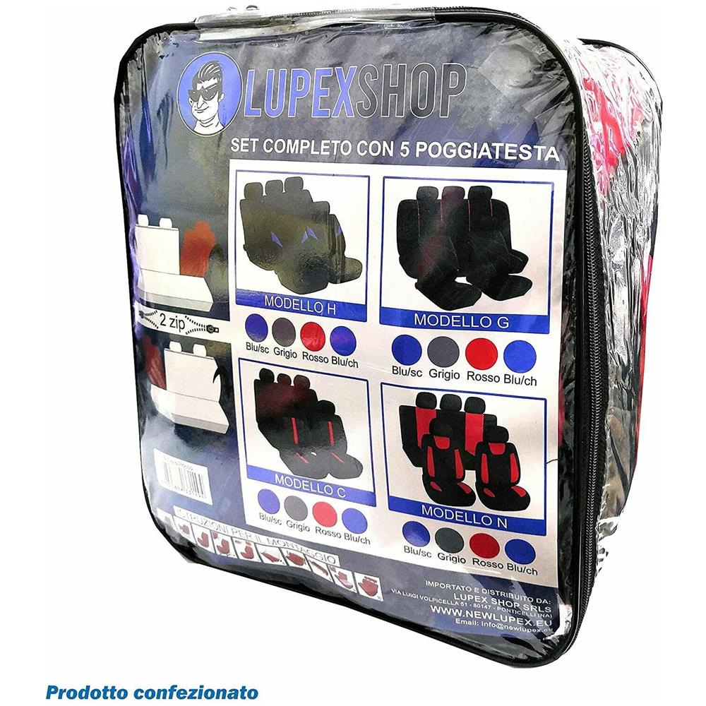 Coprisedili Universali Poliestere 2 Zip Schienali Posteriore Blu Chiaro - Mod. H - Foto 2