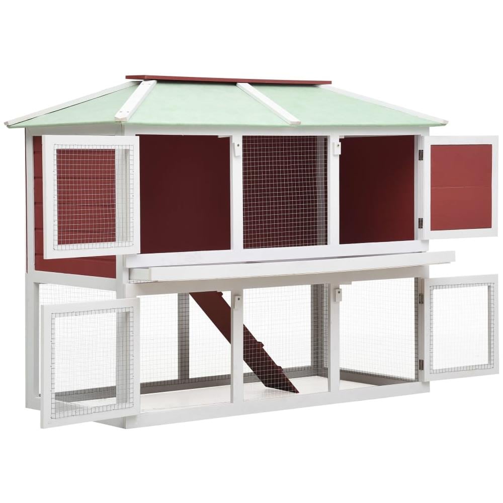 Conigliera a Due Piani Rossa in Legno - Foto 2