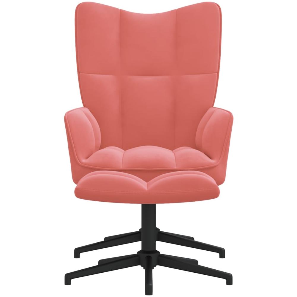 Poltrona Relax Con Poggiapiedi Rosa In Velluto - Foto 3