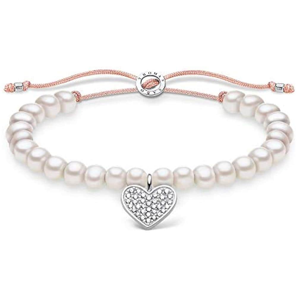 Bracciale Con Perle Bianche Con Cuore In Argento Sterling 925, Lunghezza 13-20 Cm - Foto 1